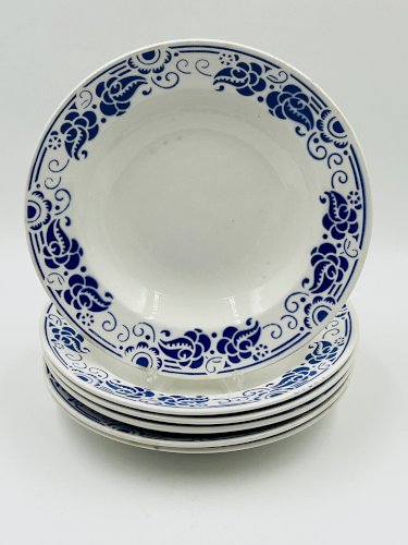 Lot de 6 assiettes creuses Boch Cachemire bleu