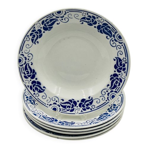 Lot de 6 assiettes creuses Boch Cachemire bleu
