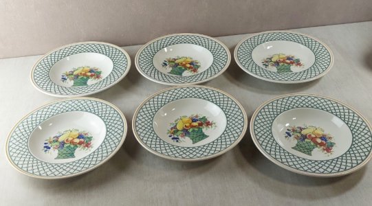 Set of 6 deep plates, Basket design, in Villeroy & Boch ceramic