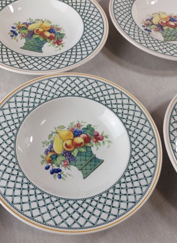 Lot de 6 assiettes creuses, décor Basket, en céramique de Villeroy & Boch ^