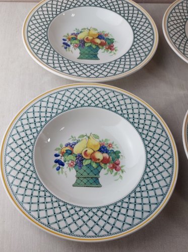 Lot de 6 assiettes creuses, décor Basket, en céramique de Villeroy & Boch ^