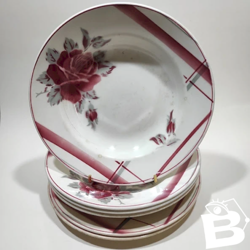 Lot de 6 assiettes Digoin Sarreguemines, décor La Rose