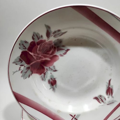 Lot de 6 assiettes Digoin Sarreguemines, décor La Rose