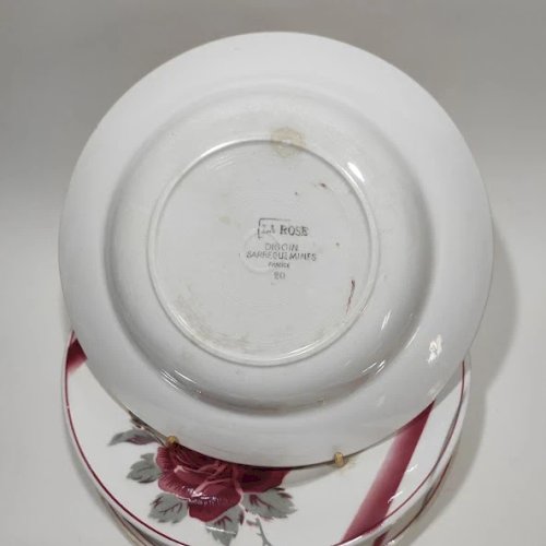 Lot de 6 assiettes Digoin Sarreguemines, décor La Rose