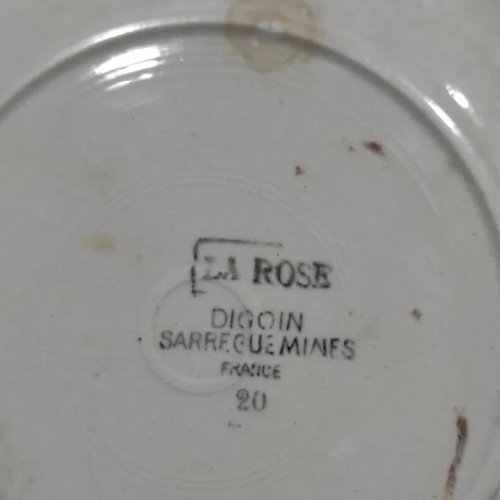 Lot de 6 assiettes Digoin Sarreguemines, décor La Rose