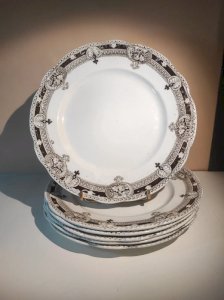 Set of 6 antique flat plates English Ironstone - Bishop & Stonier