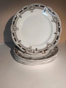 Set of 6 antique flat plates English Ironstone - Bishop & Stonier