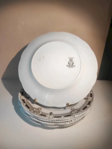 Lot de 6 assiettes plates anciennes Terre de Fer anglaise - Bishop & Stonier
