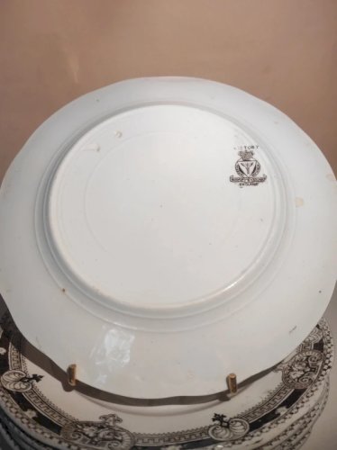 Lot de 6 assiettes plates anciennes Terre de Fer anglaise - Bishop & Stonier