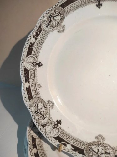 Lot de 6 assiettes plates anciennes Terre de Fer anglaise - Bishop & Stonier