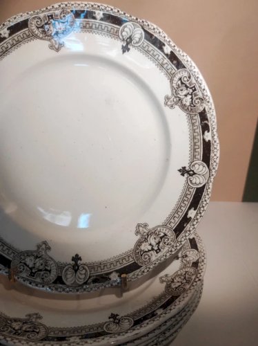 Lot de 6 assiettes plates anciennes Terre de Fer anglaise - Bishop & Stonier
