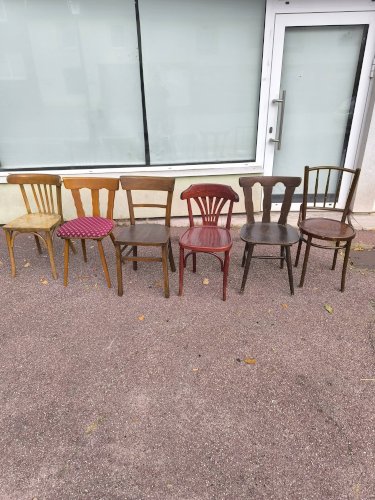 lot de 6 chaises bistrot dépareillées bois vintage