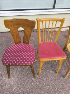 set of 6 mismatched vintage bistro chairs - Wood