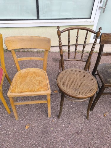lot de 6 chaises bistrot dépareillées Vintage - Bois