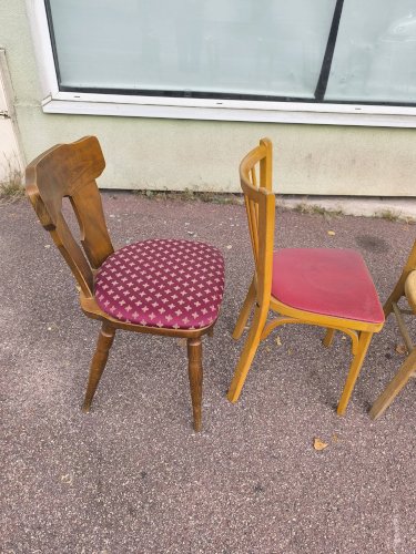 lot de 6 chaises bistrot dépareillées Vintage - Bois