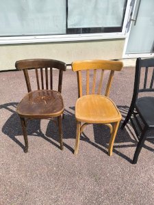 Lot de 6 chaises de bistrot dépareillées bois vintage