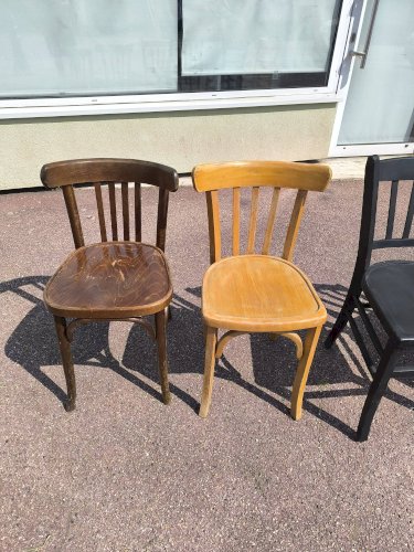 Lot de 6 chaises de bistrot dépareillées bois vintage