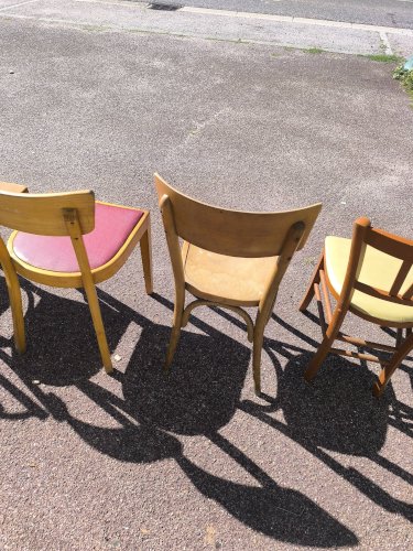 Lot de 6 chaises de bistrot dépareillées bois vintage