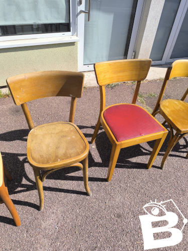 Lot de 6 chaises de bistrot dépareillées bois vintage