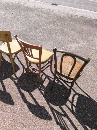 Lot de 6 chaises de bistrot dépareillées bois vintage