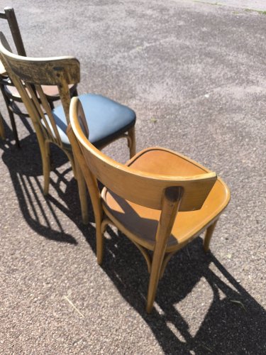 Lot de 6 chaises de bistrot dépareillées bois vintage