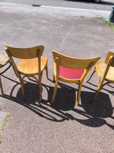 Lot de 6 chaises de bistrot dépareillées bois vintage