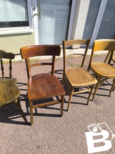 Lot de 6 chaises de bistrot dépareillées bois