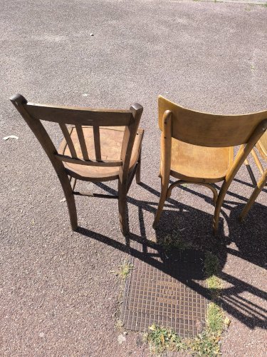 Lot de 6 chaises de bistrot dépareillées bois