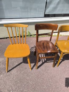 Lot de 6 chaises en bois bistrot bar vintage dépareillées