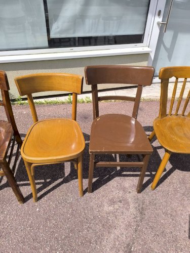 Lot de 6 chaises en bois bistrot bar vintage dépareillées