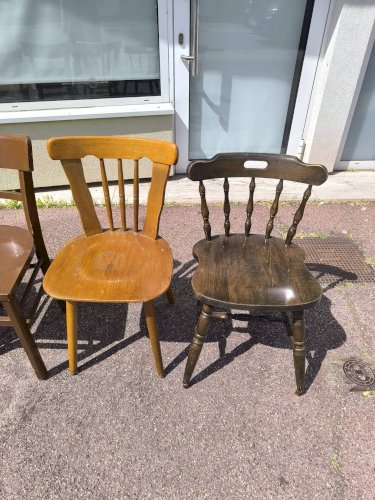 Lot de 6 chaises en bois bistrot bar vintage dépareillées