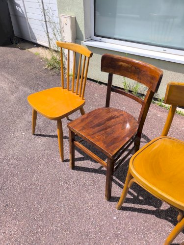 Lot de 6 chaises en bois bistrot bar vintage dépareillées