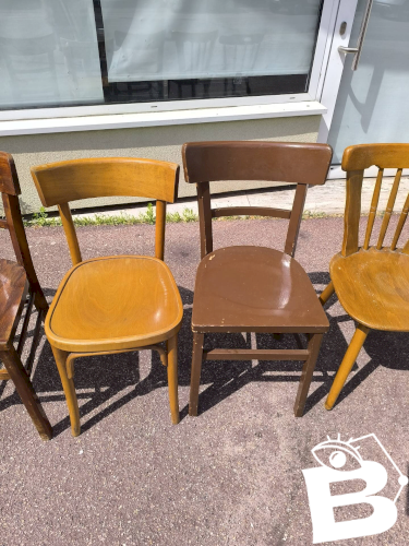 Lot de 6 chaises en bois bistrot bar vintage dépareillées