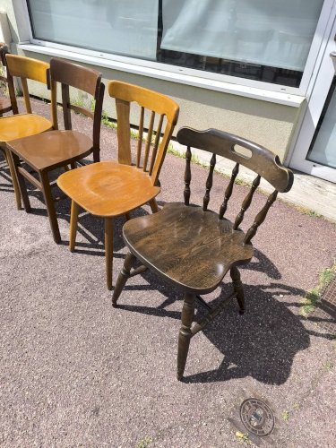 Lot de 6 chaises en bois bistrot bar vintage dépareillées