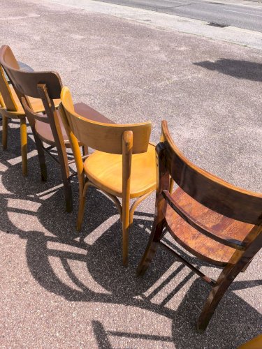 Lot de 6 chaises en bois bistrot bar vintage dépareillées