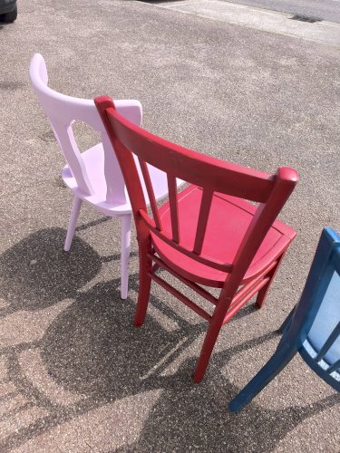 Lot de 6 chaises en bois bistrot dépareillé vintag