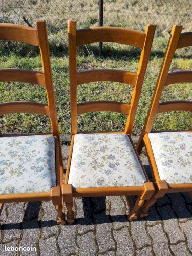 Lot de 6 chaises en bois Tissu floral