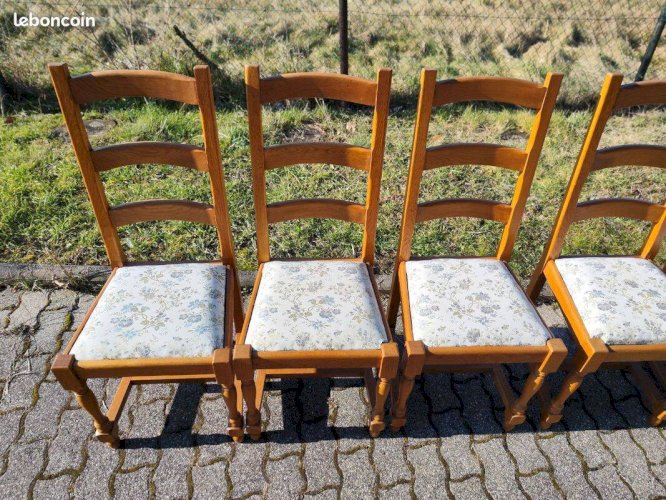 Lot de 6 chaises en bois Tissu floral