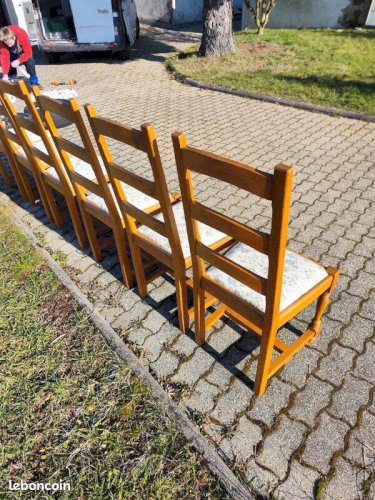 Lot de 6 chaises en bois Tissu floral