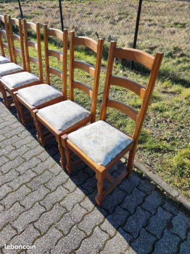 Lot de 6 chaises en bois Tissu floral
