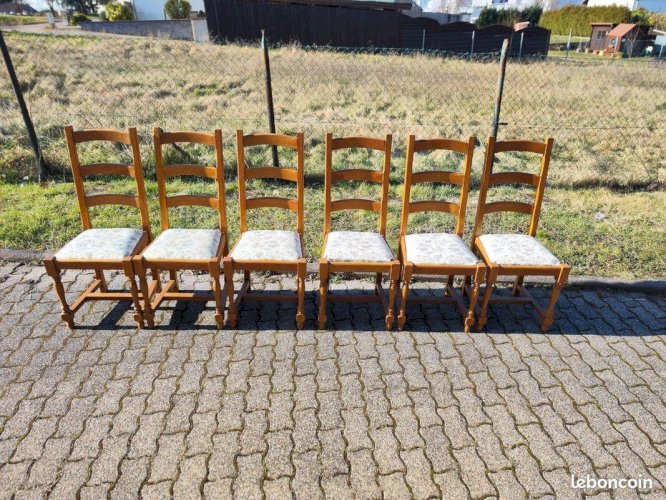 Lot de 6 chaises en bois Tissu floral