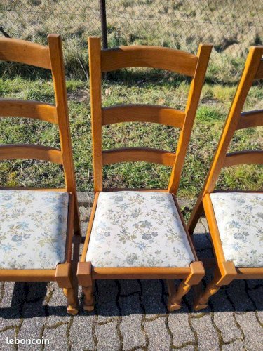 Lot de 6 chaises en bois Tissu floral