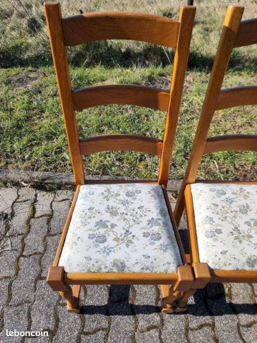 Lot de 6 chaises en bois Tissu floral