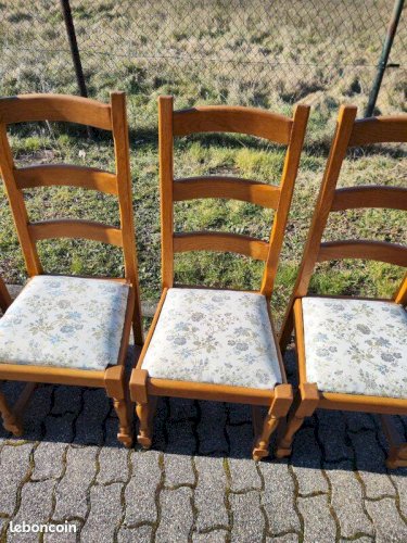 Lot de 6 chaises en bois Tissu floral