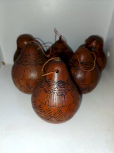 lot de 6 gourdes decoratifs travail sans doute sud americain en bon etat