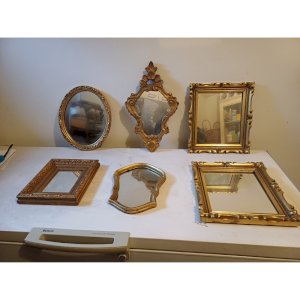Lot de 6 Miroirs Bois et Stuk Doré