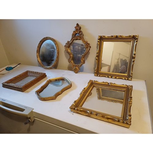 Lot de 6 Miroirs Bois et Stuk Doré