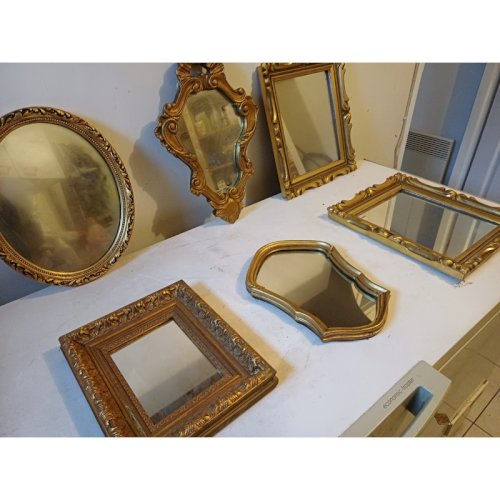 Lot de 6 Miroirs Bois et Stuk Doré