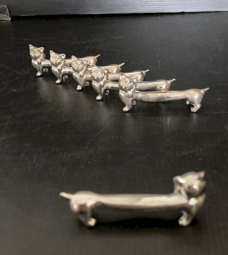 lot de 6 Portes Couteau chats métal argenté  Ancien Vintage décoration table