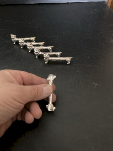 lot de 6 Portes Couteau chats métal argenté  Ancien Vintage décoration table